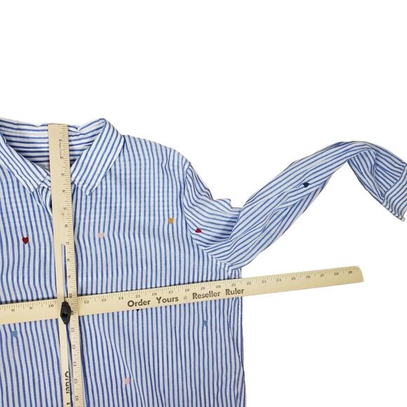 Rails Taylor Embroidered Hearts Striped Button Front Shirt Blouse Size M Top - Picture 14 of 15